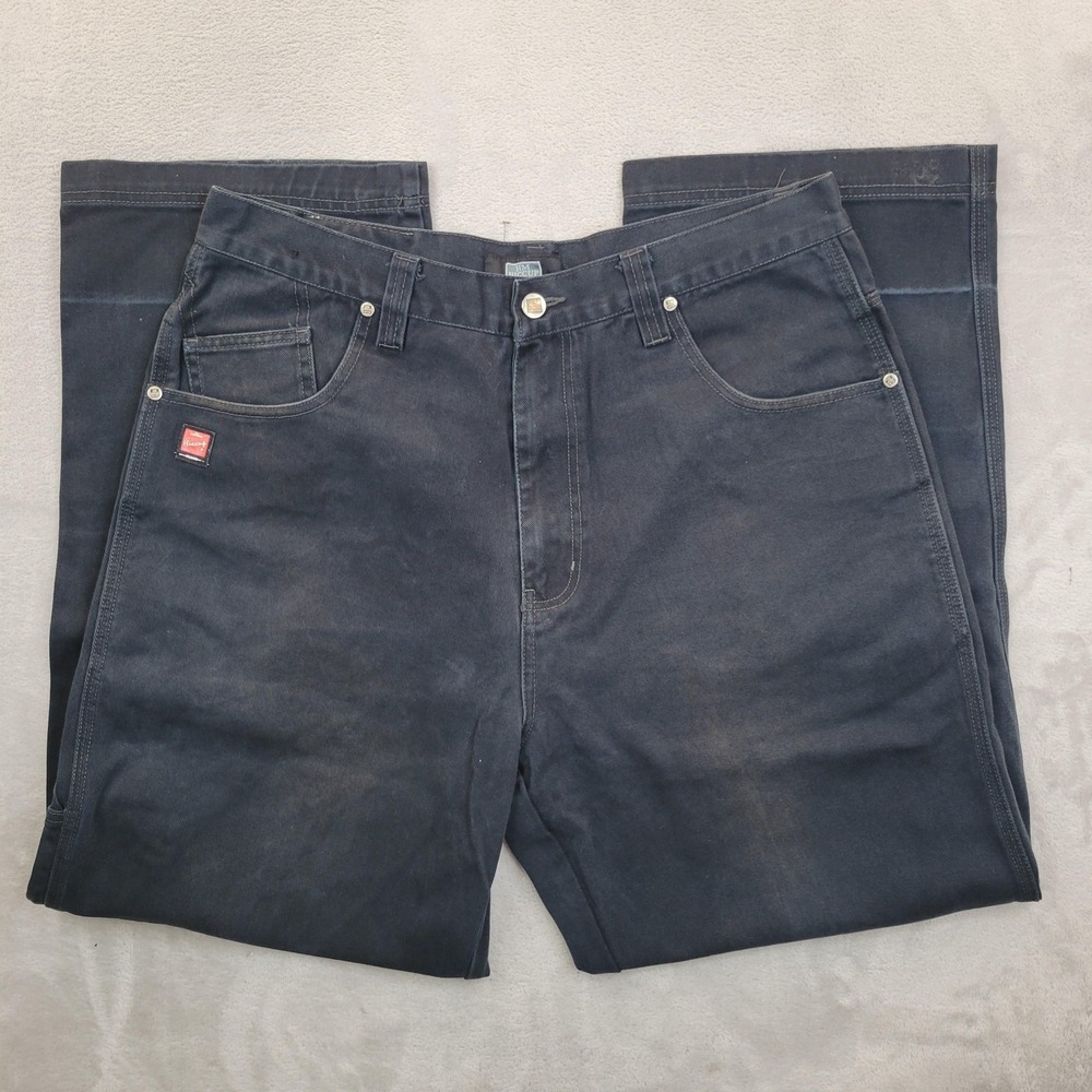 HM Hiccup Jeans Men 38x32 Black Carpenter Workwear Utility Baggy Pipe Vtg Pants*